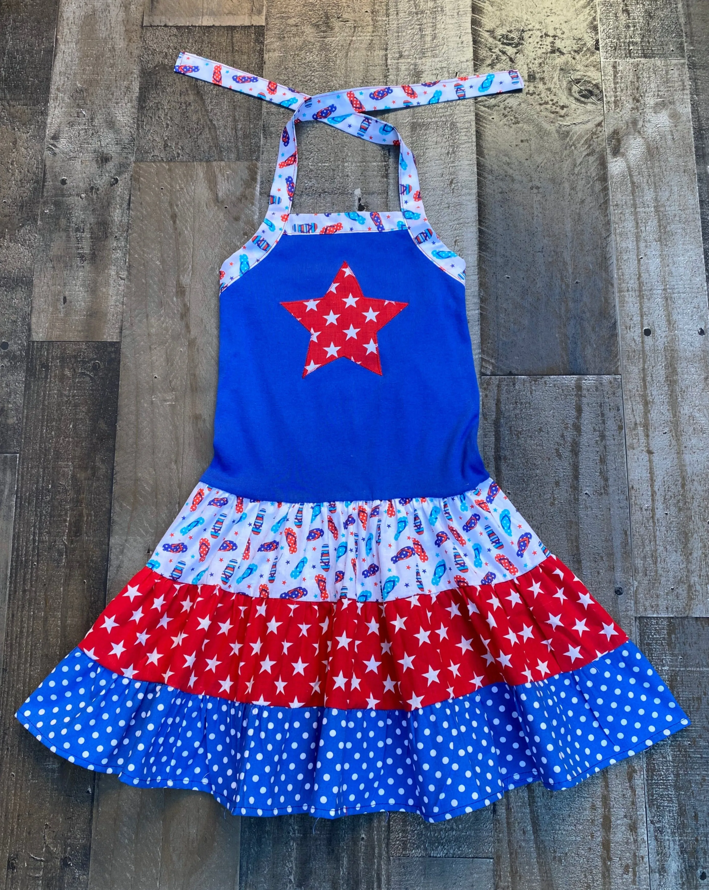 4th Of July Flip Flop Print Twirl Dress