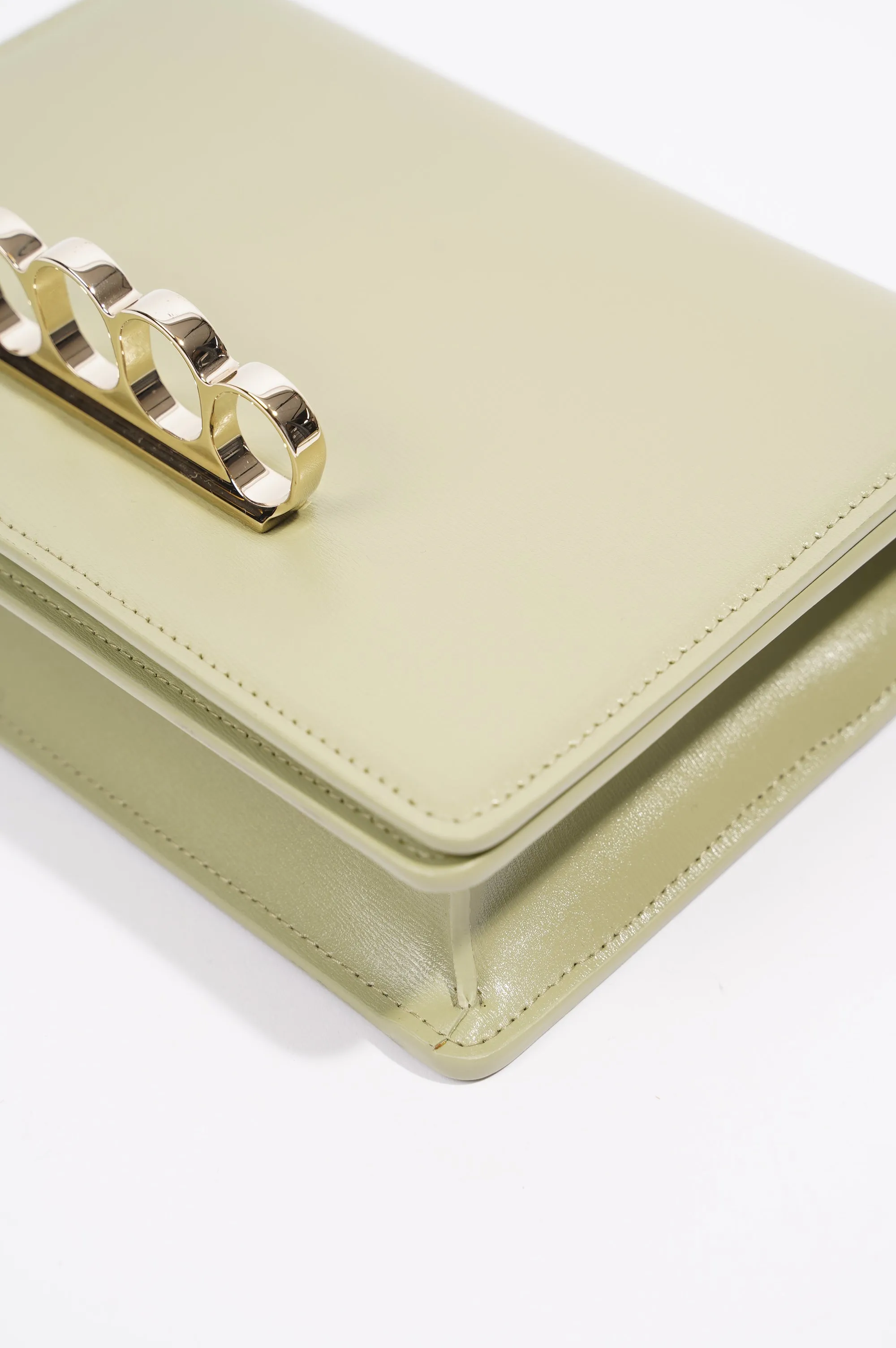 Alexander McQueen Womens Four Ring Shoulder Bag Sage