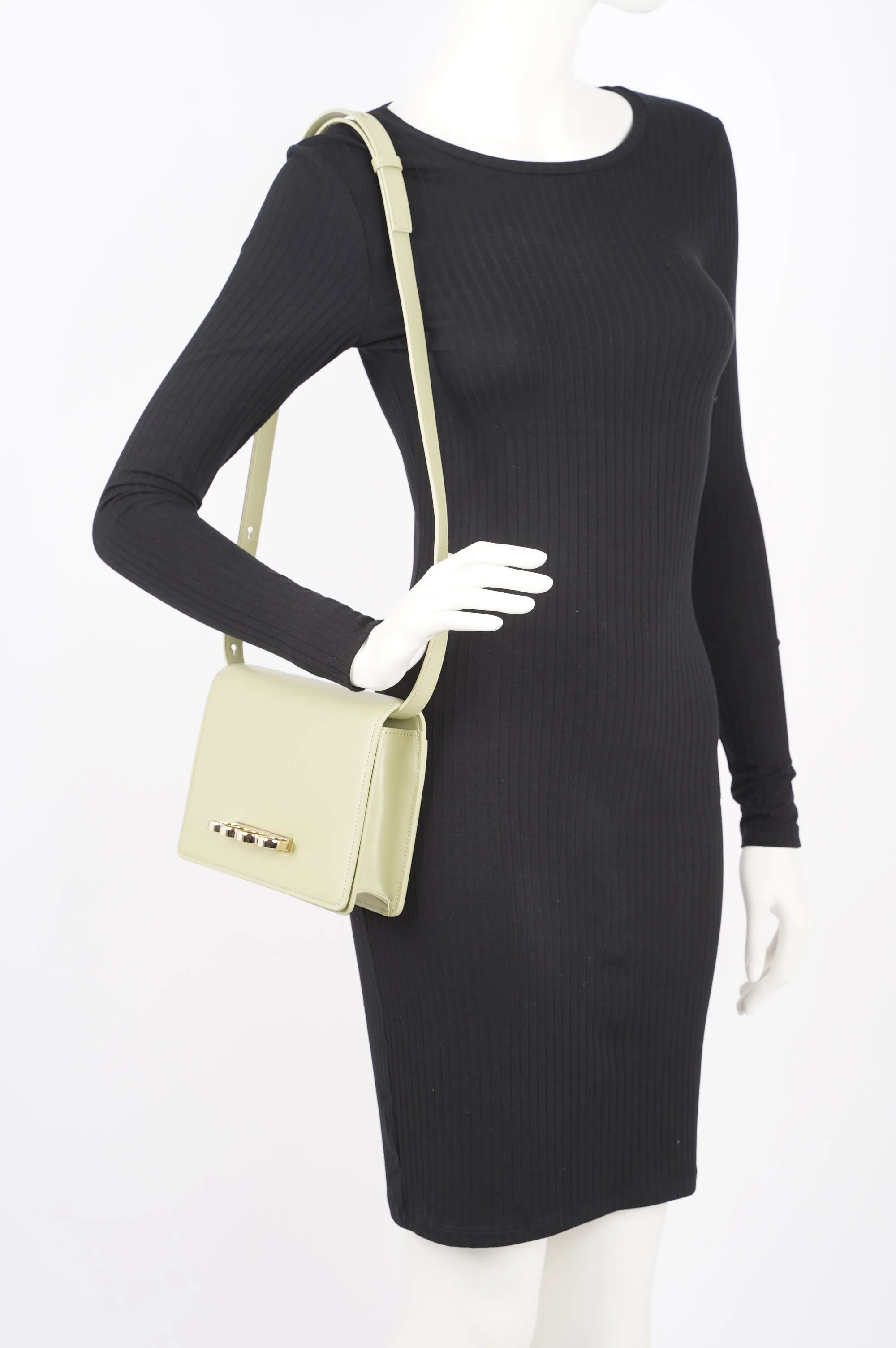Alexander McQueen Womens Four Ring Shoulder Bag Sage