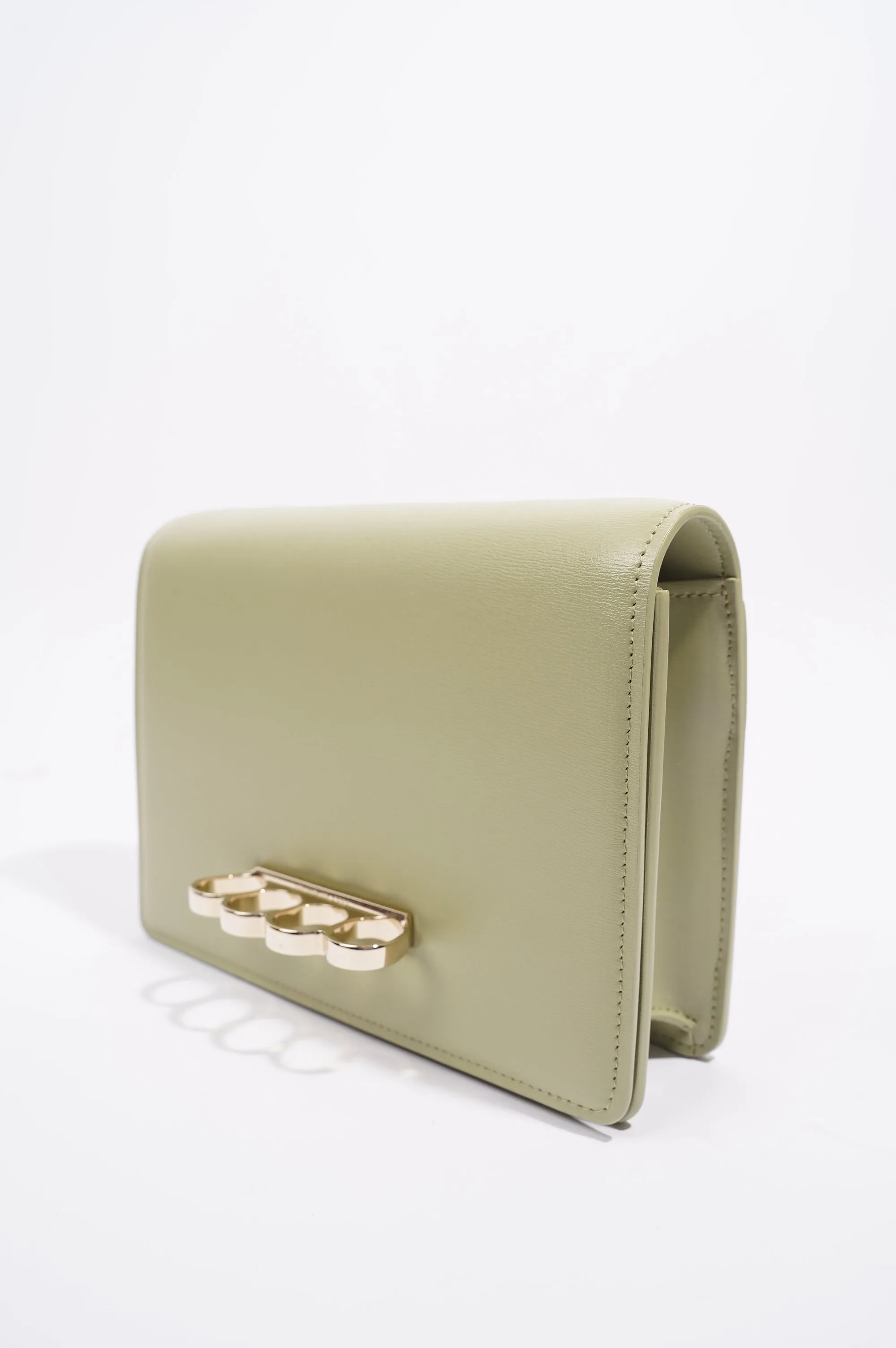 Alexander McQueen Womens Four Ring Shoulder Bag Sage
