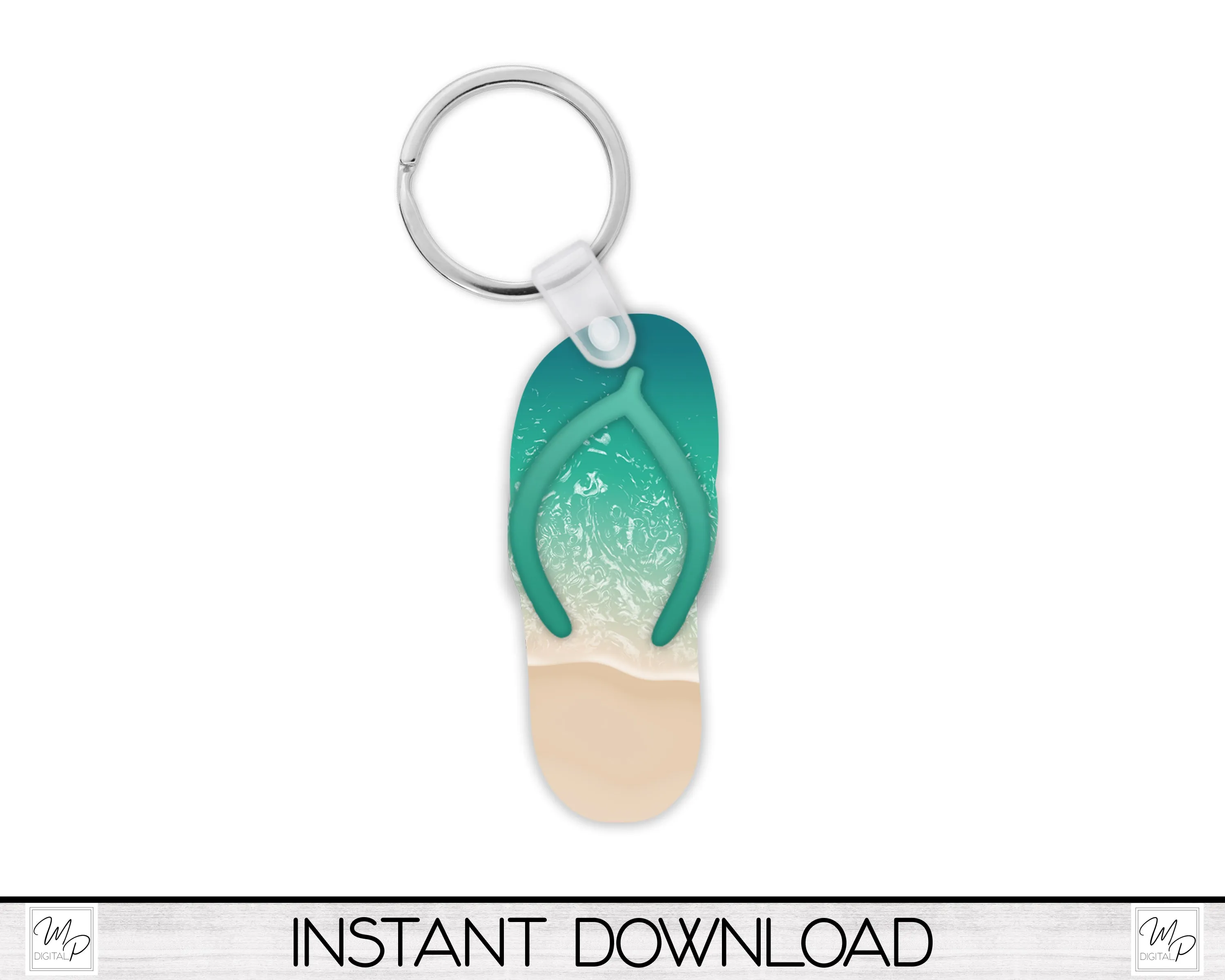 Beach Flip Flop PNG Design for Sublimation, Earrings, Keychain, Signs, Digital Download