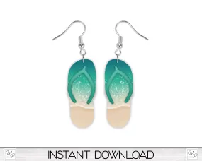 Beach Flip Flop PNG Design for Sublimation, Earrings, Keychain, Signs, Digital Download