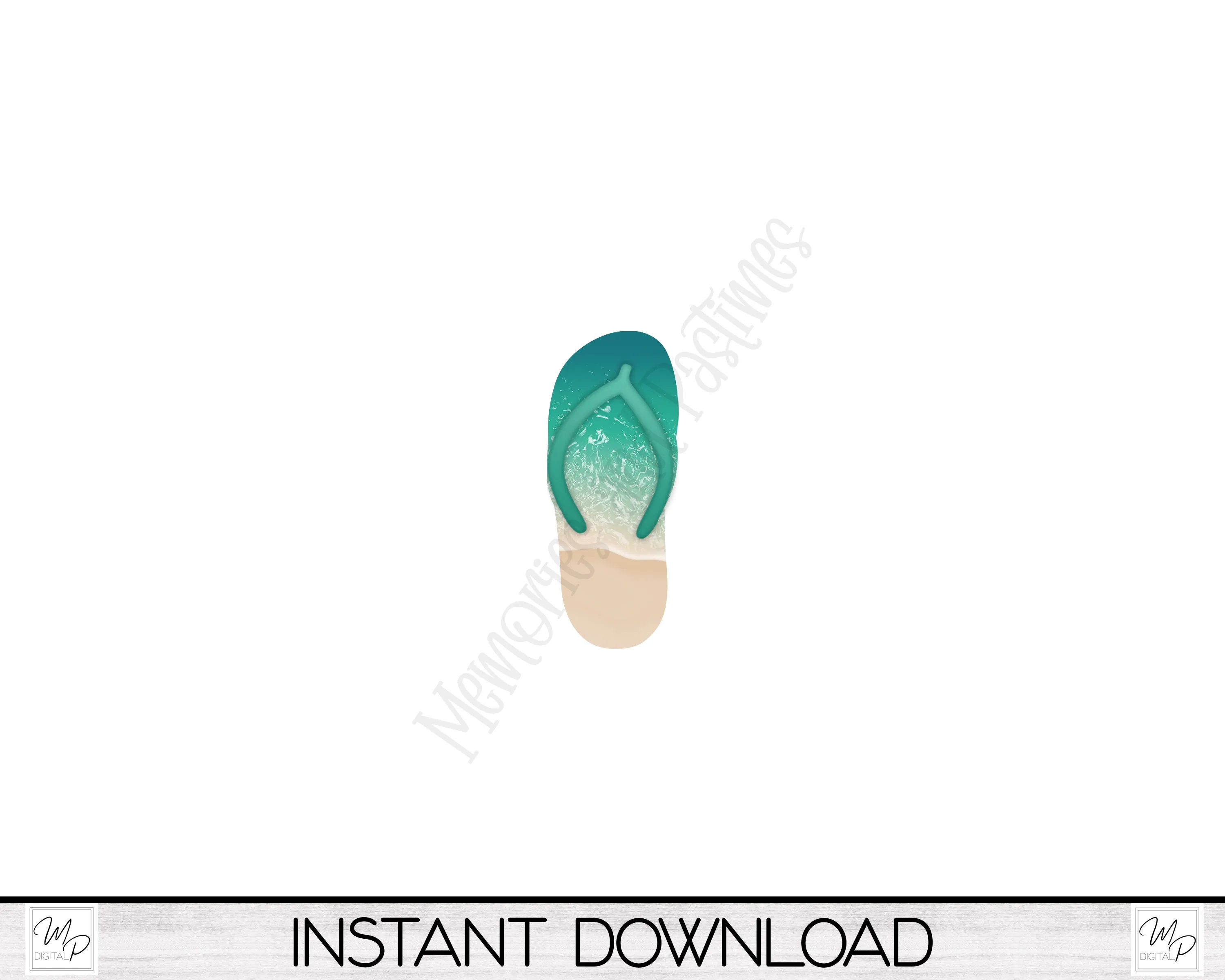 Beach Flip Flop PNG Design for Sublimation, Earrings, Keychain, Signs, Digital Download