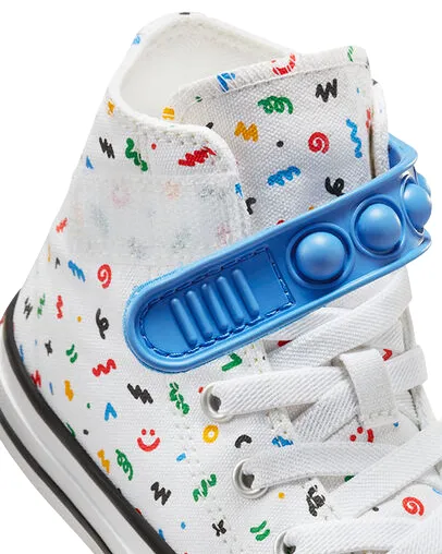Converse children's sneakers shoe in canvas Chuck Taylor All Star Easy On Doodles A06316C white