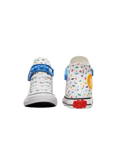 Converse children's sneakers shoe in canvas Chuck Taylor All Star Easy On Doodles A06316C white