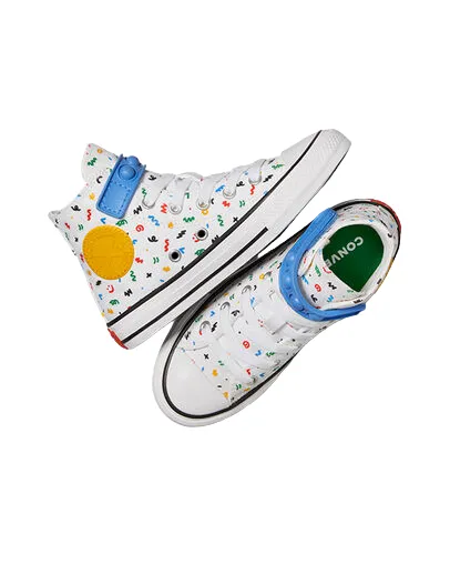 Converse children's sneakers shoe in canvas Chuck Taylor All Star Easy On Doodles A06316C white