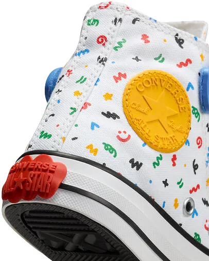 Converse children's sneakers shoe in canvas Chuck Taylor All Star Easy On Doodles A06316C white