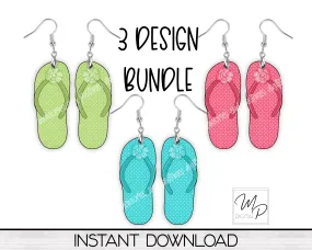 Polka Dot Flip Flop Earrings Bundle Sublimation PNG Design, Digital Download
