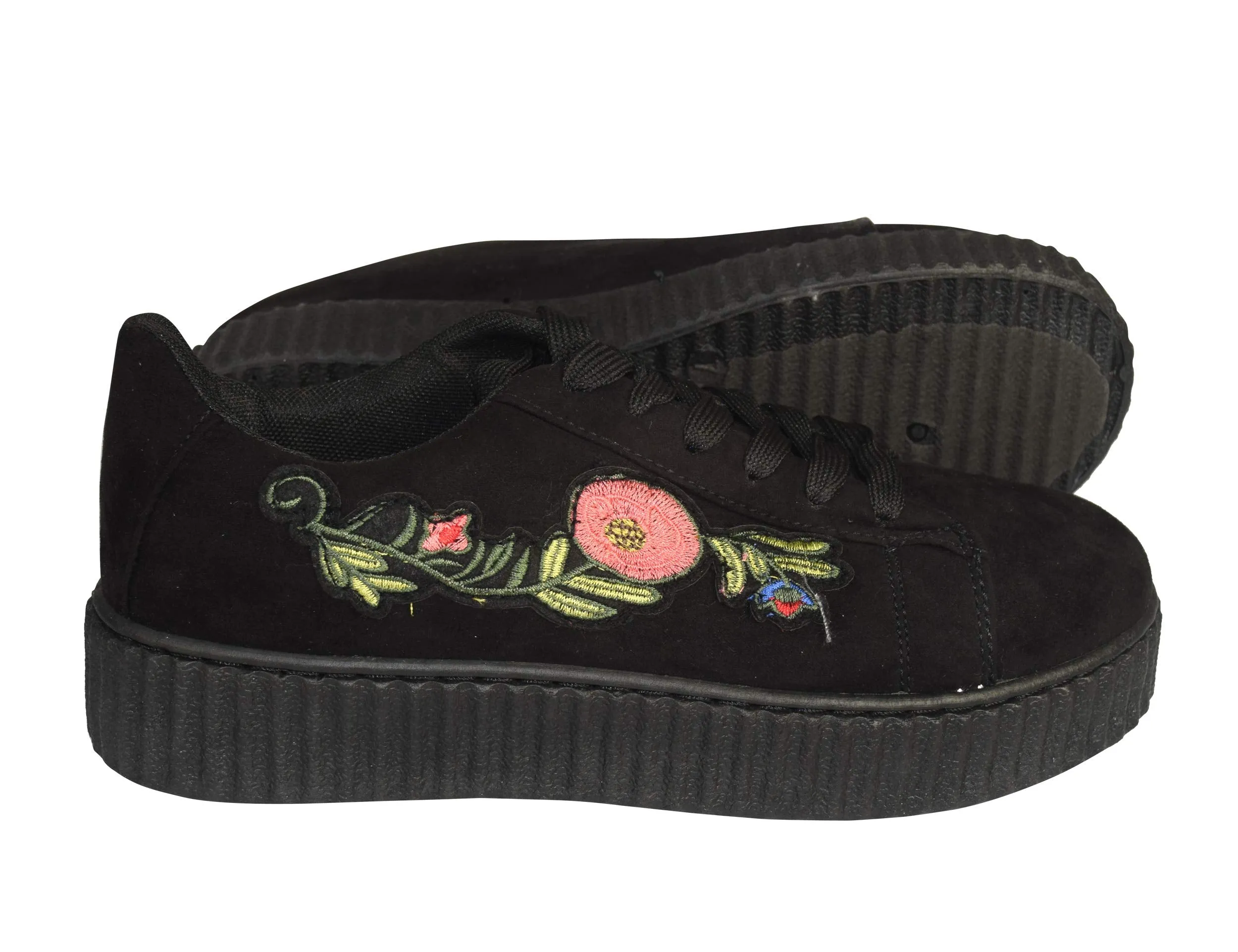 Women Fashion Sneaker Suede Flat Platform Lace Up Casual Shoes