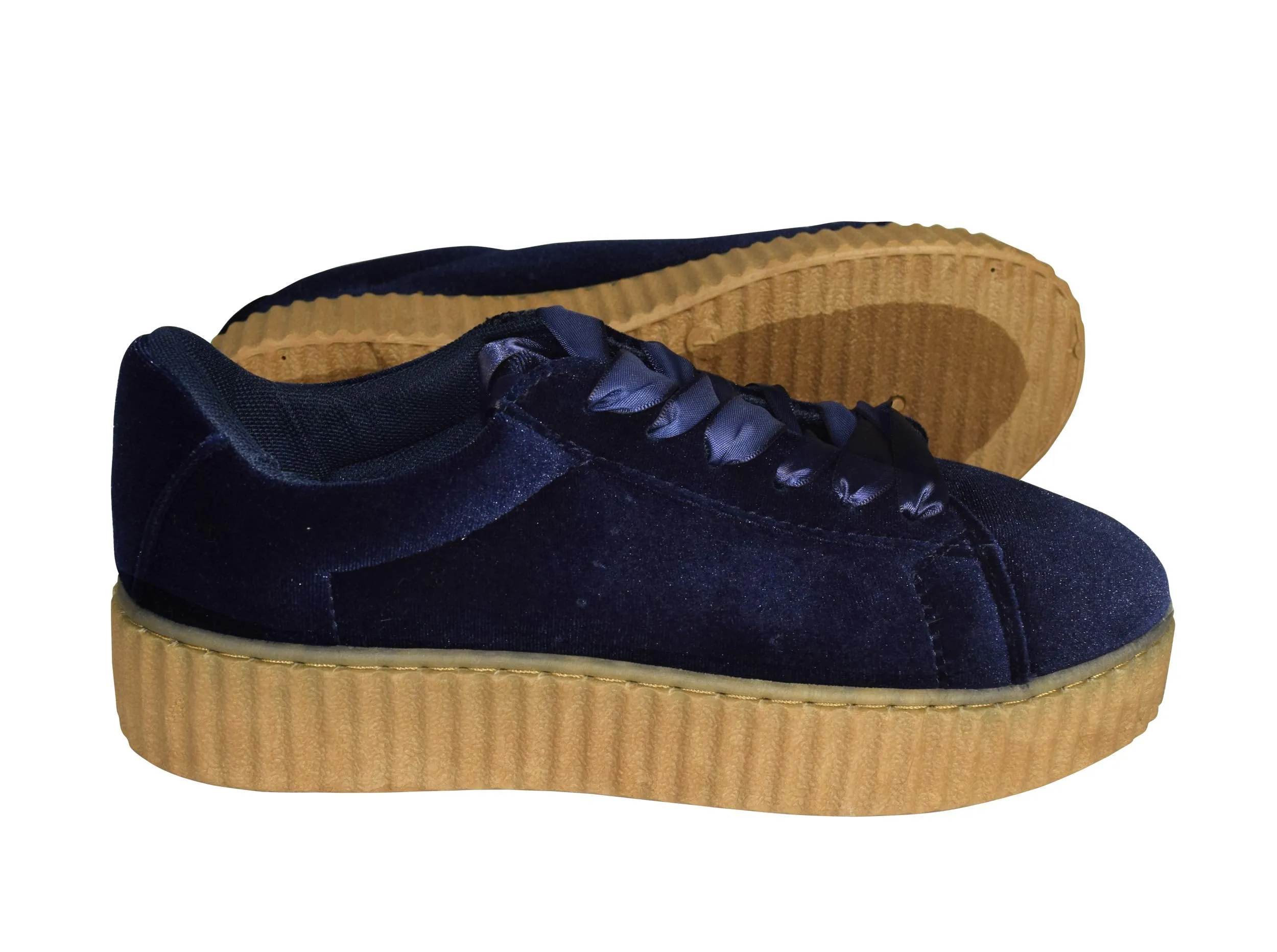 Women Fashion Sneaker Suede Flat Platform Lace Up Casual Shoes