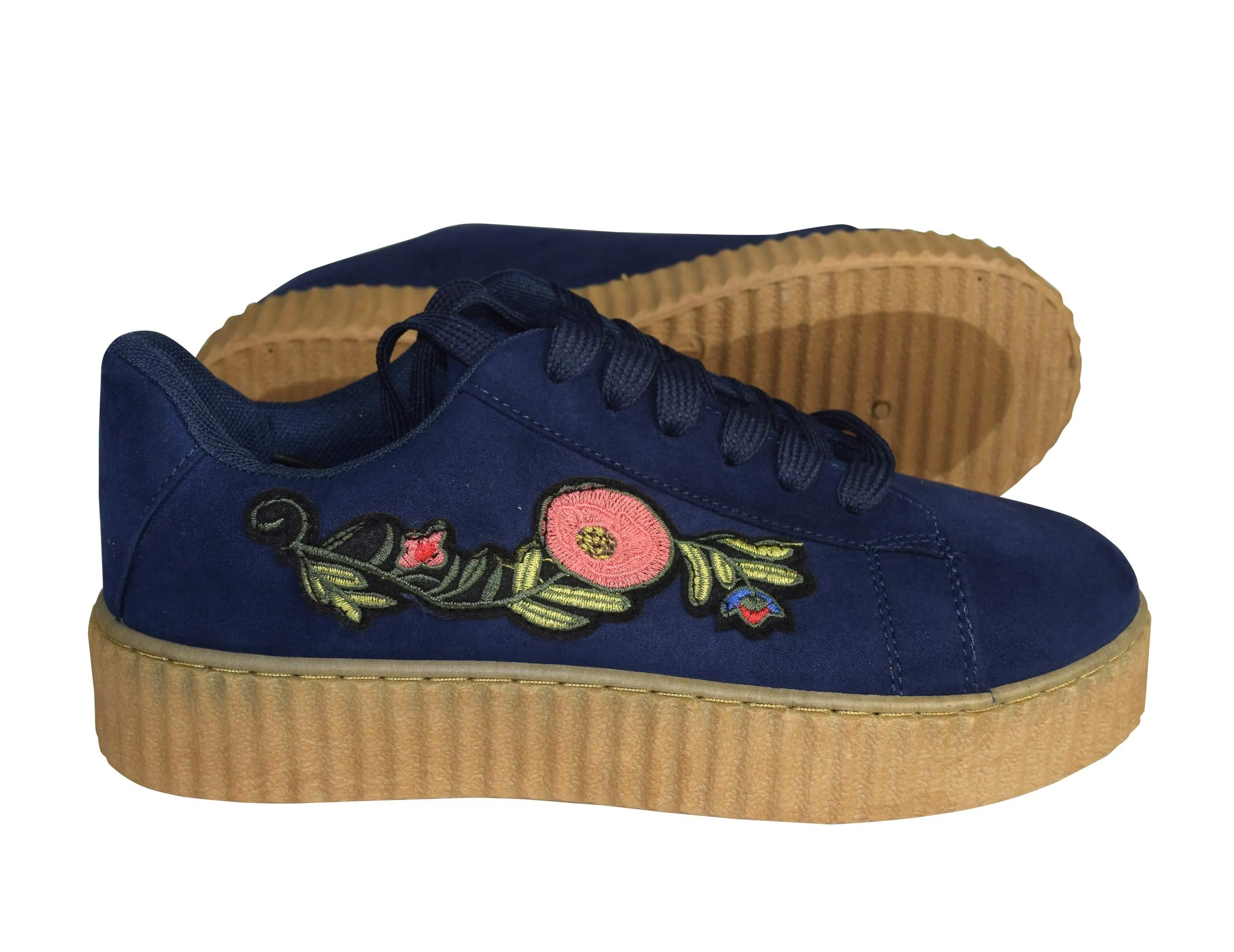 Women Fashion Sneaker Suede Flat Platform Lace Up Casual Shoes