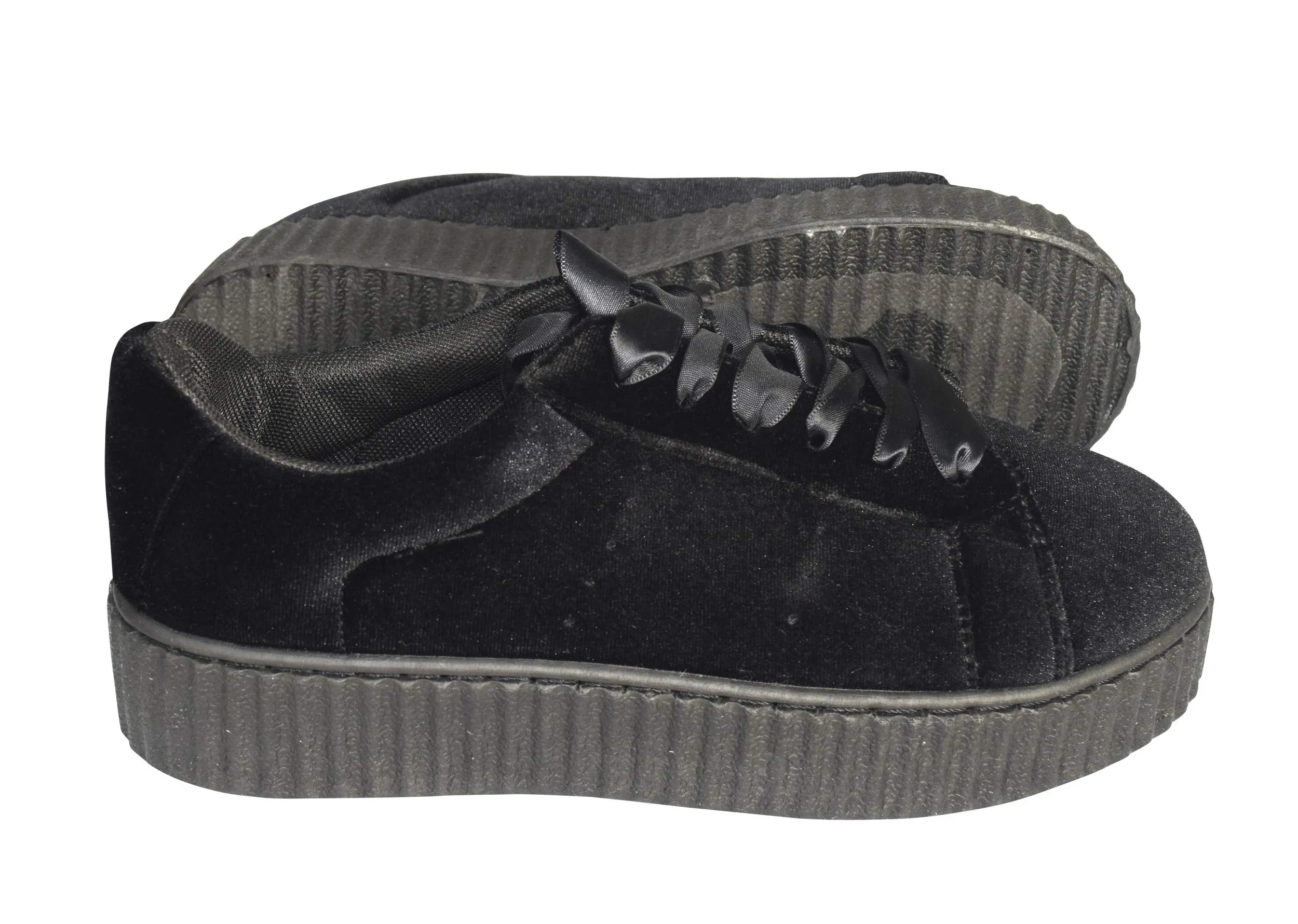 Women Fashion Sneaker Suede Flat Platform Lace Up Casual Shoes