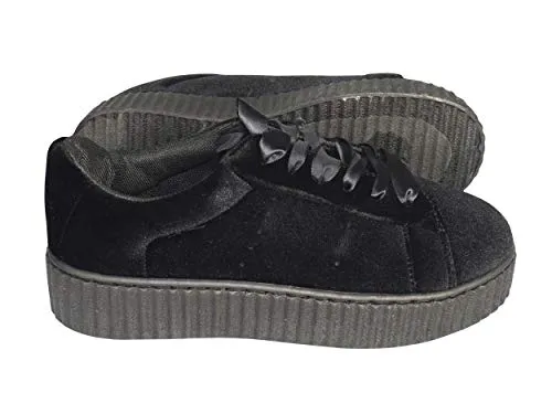 Women Fashion Sneaker Suede Flat Platform Lace Up Casual Shoes