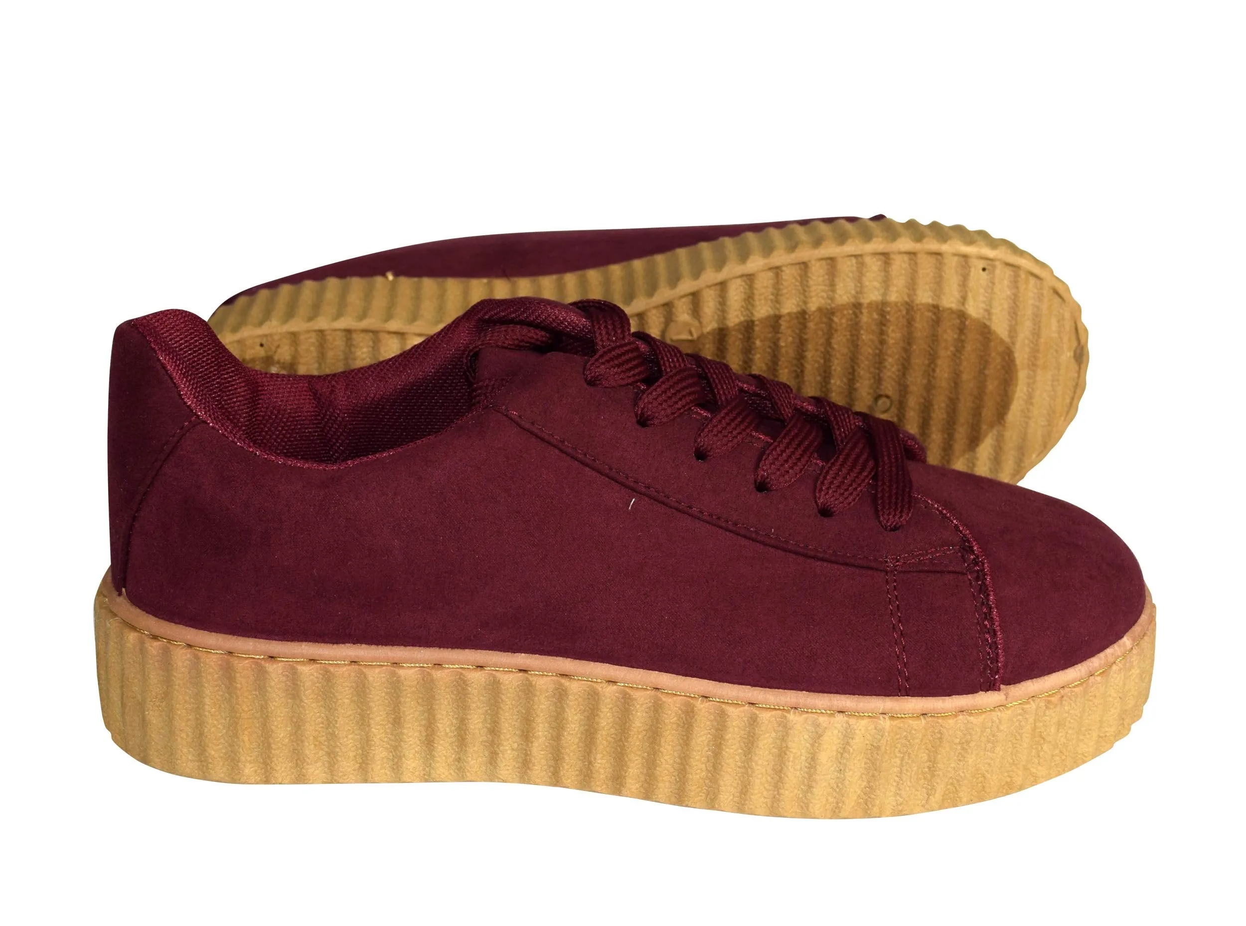Women Fashion Sneaker Suede Flat Platform Lace Up Casual Shoes