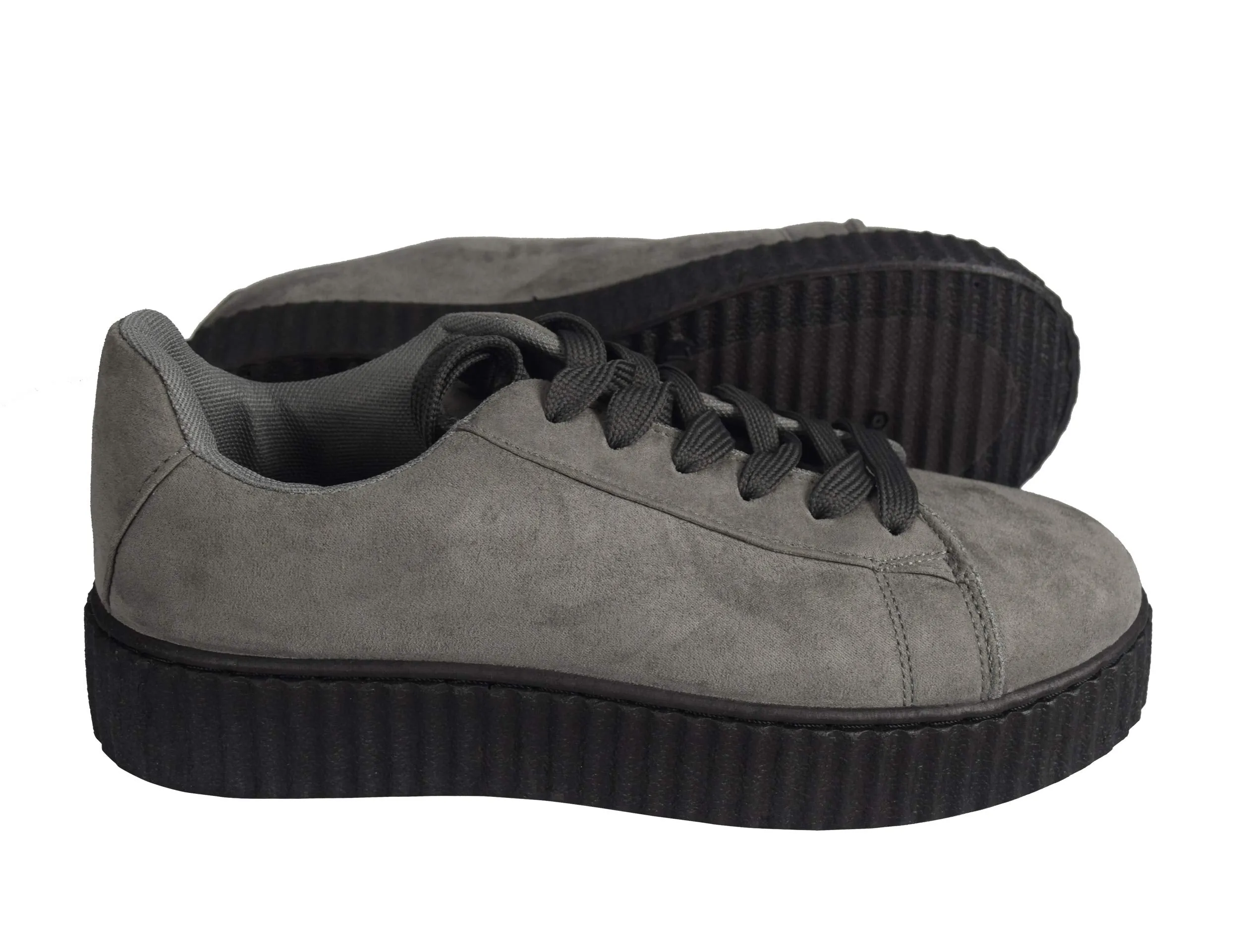 Women Fashion Sneaker Suede Flat Platform Lace Up Casual Shoes