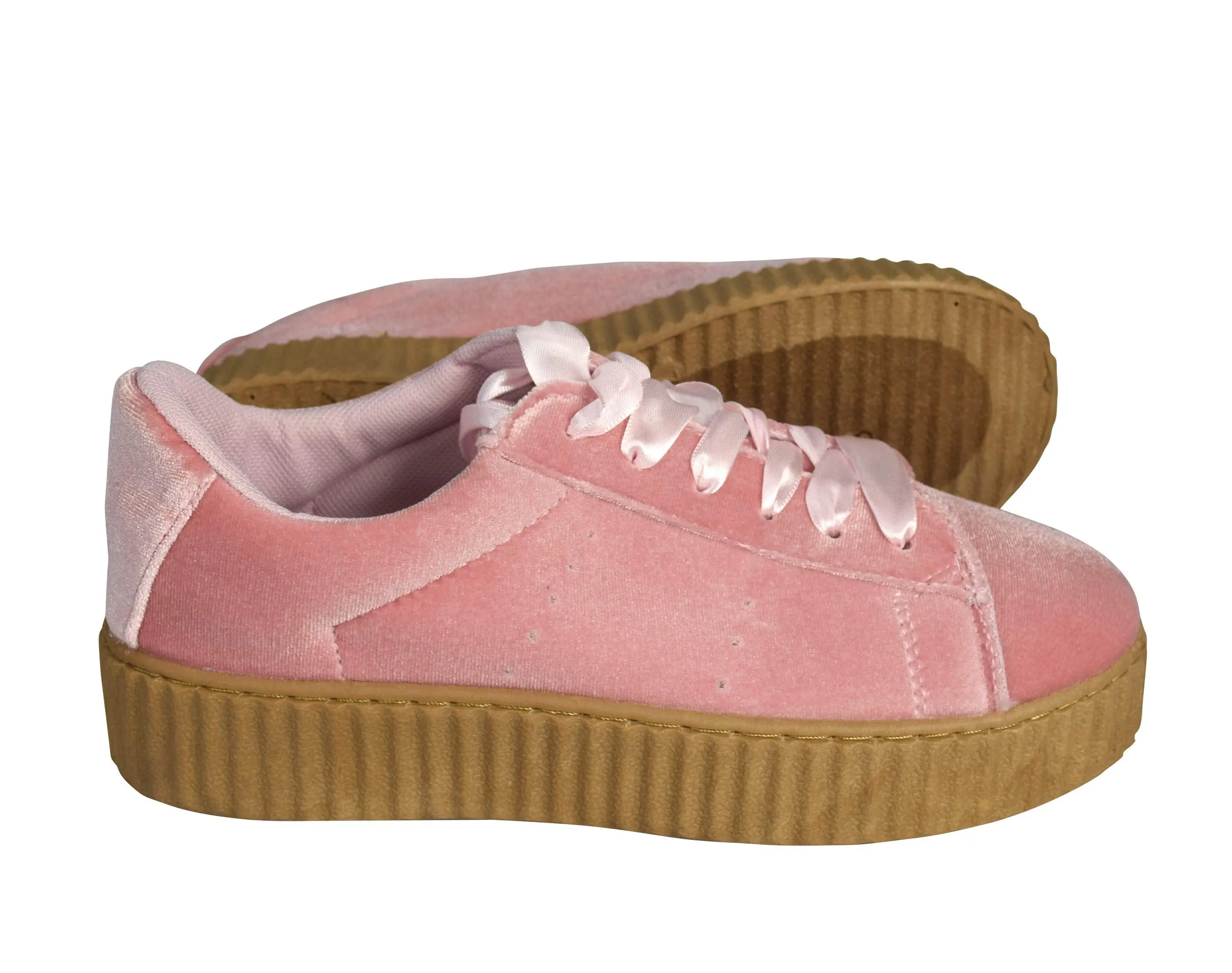Women Fashion Sneaker Suede Flat Platform Lace Up Casual Shoes