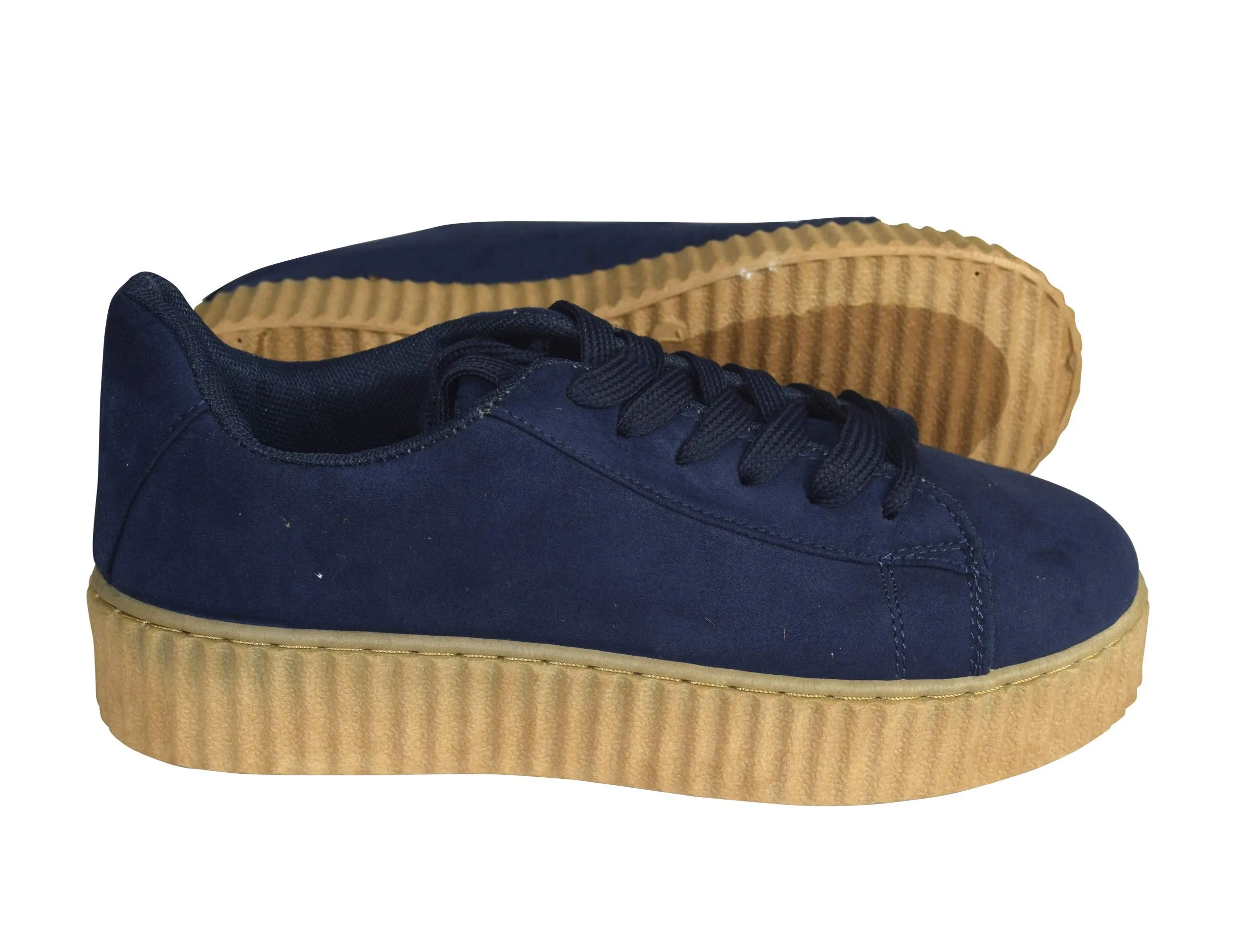 Women Fashion Sneaker Suede Flat Platform Lace Up Casual Shoes