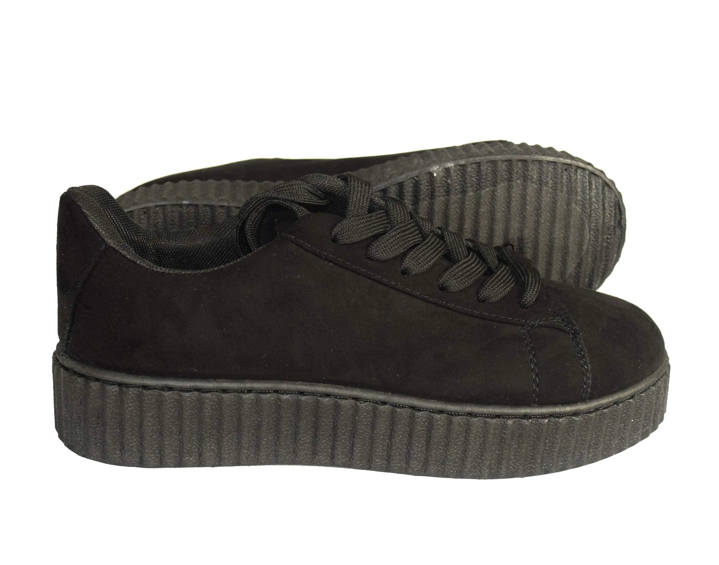 Women Fashion Sneaker Suede Flat Platform Lace Up Casual Shoes
