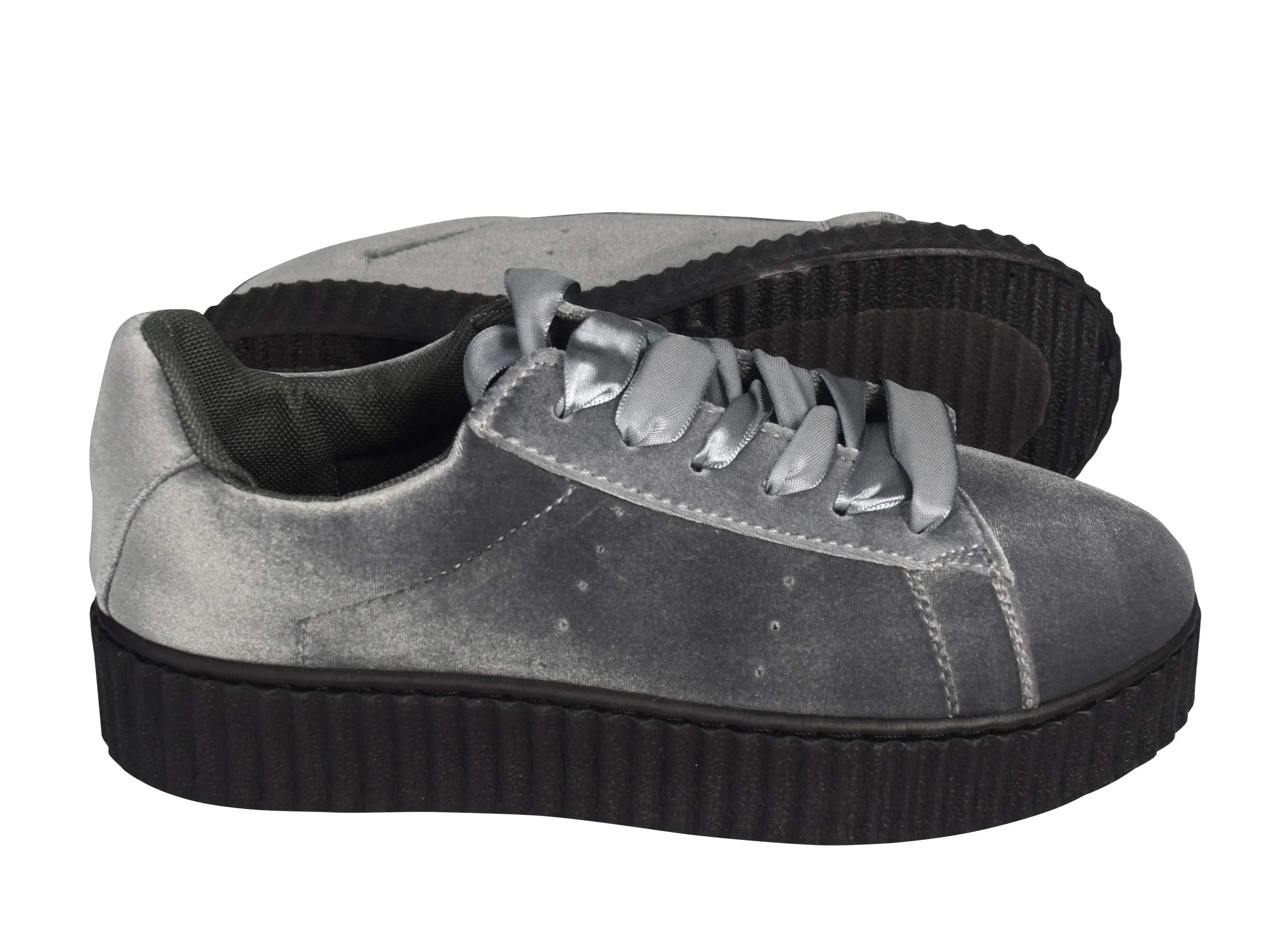 Women Fashion Sneaker Suede Flat Platform Lace Up Casual Shoes