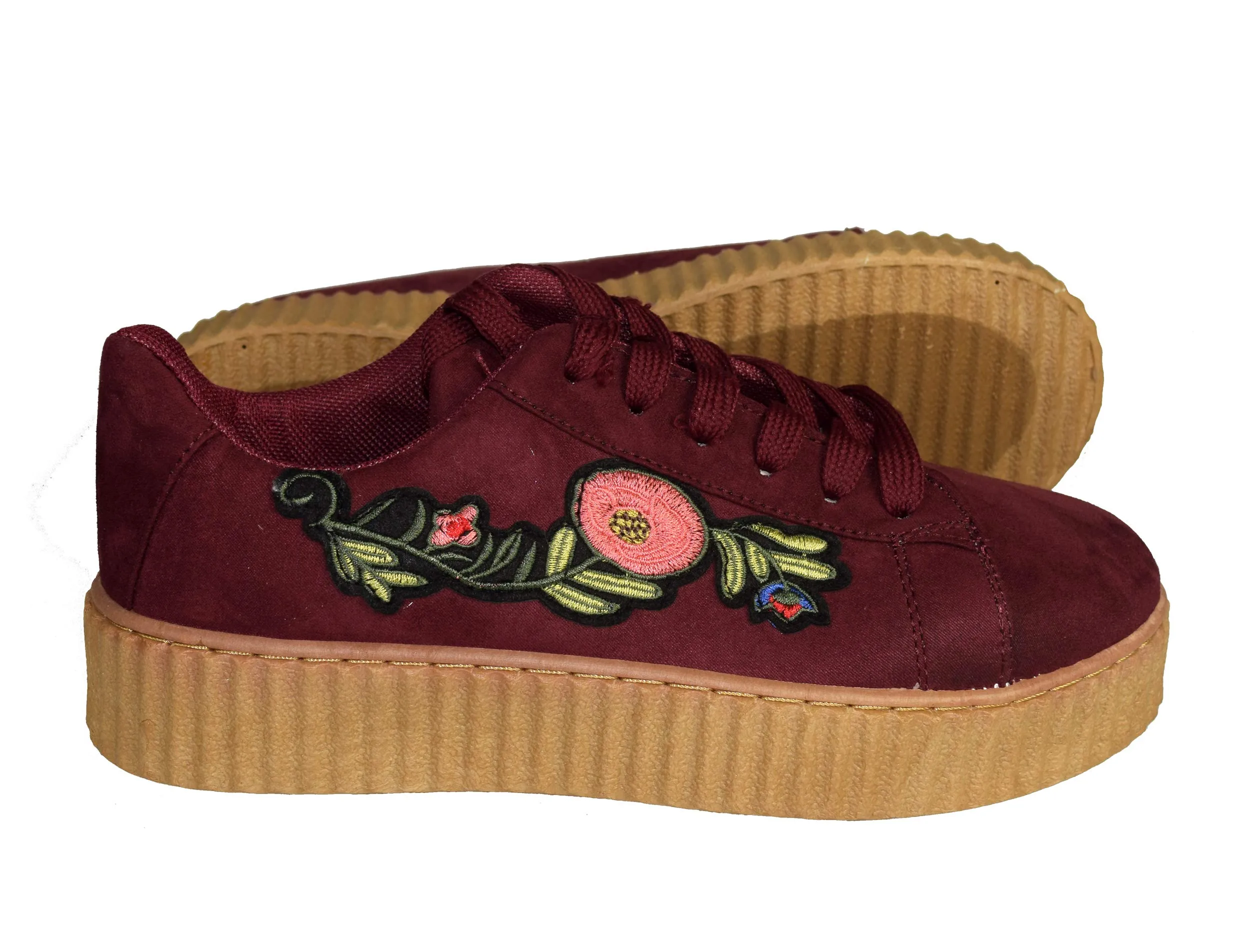 Women Fashion Sneaker Suede Flat Platform Lace Up Casual Shoes